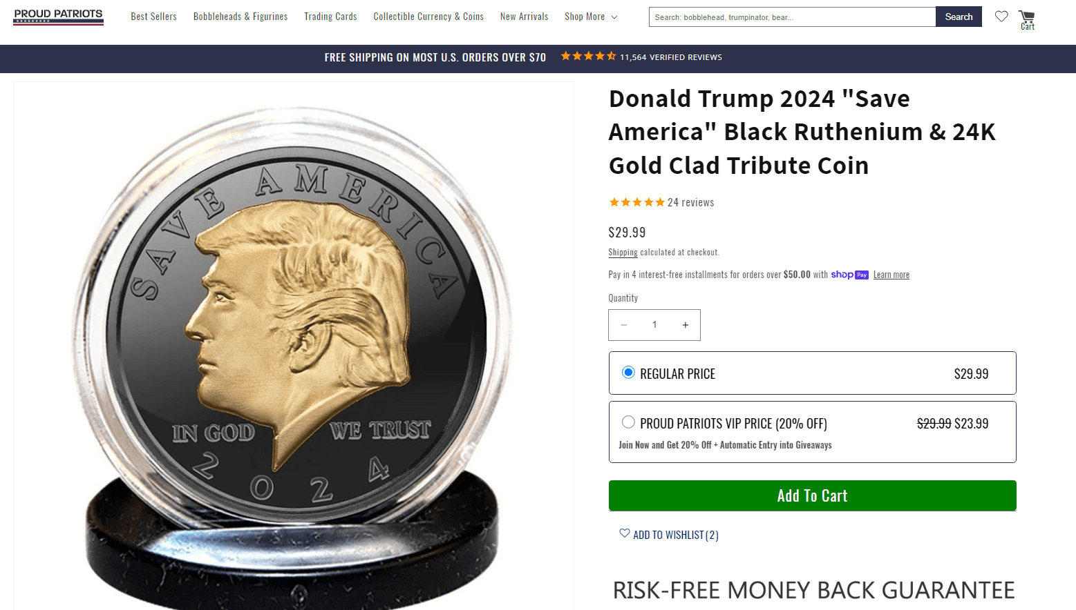 Trump 2024 Black Ruthenium Coin